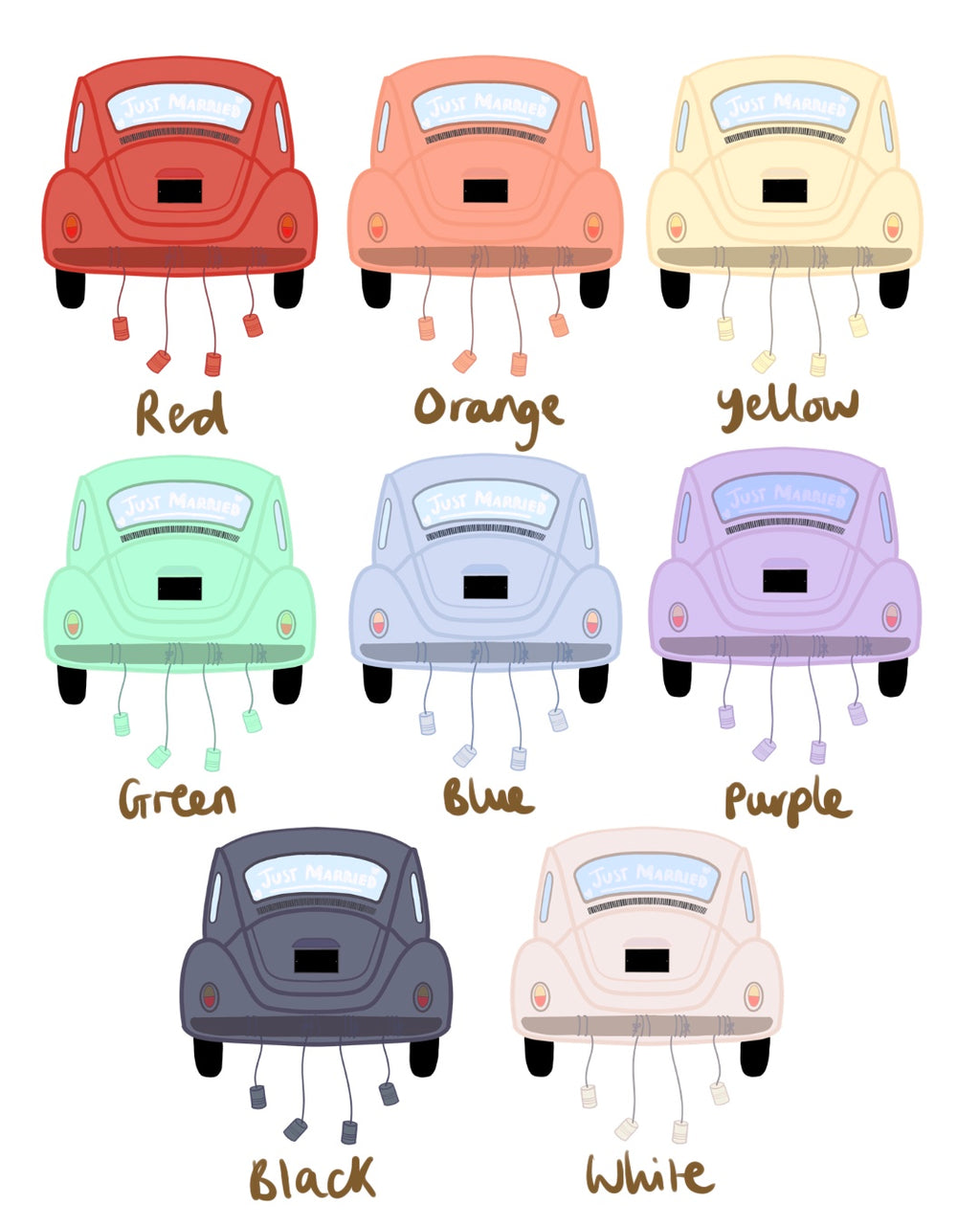 Just Married Wedding Car Card
