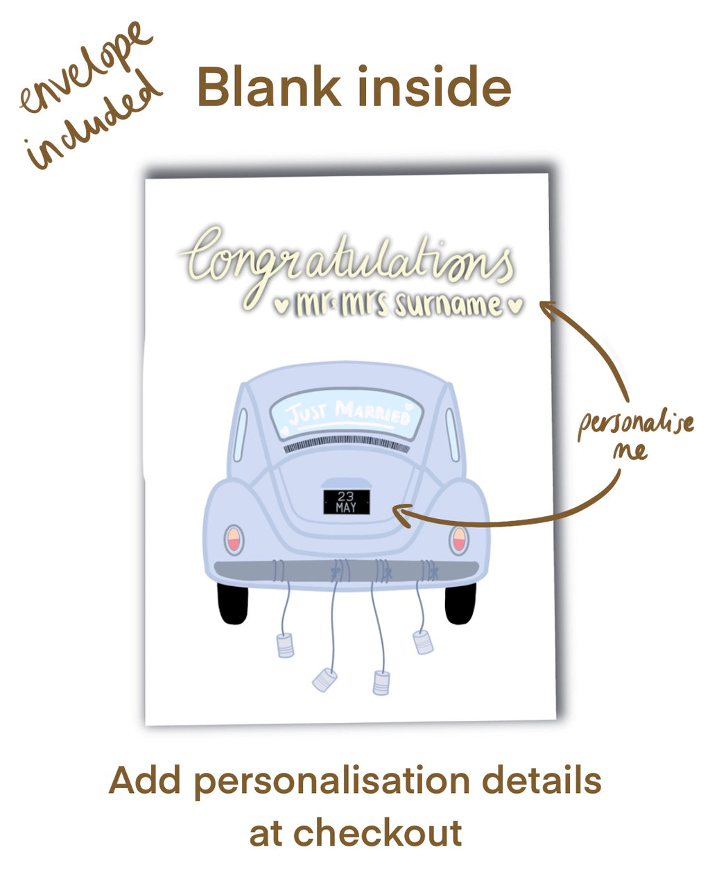 Just Married Wedding Car Card